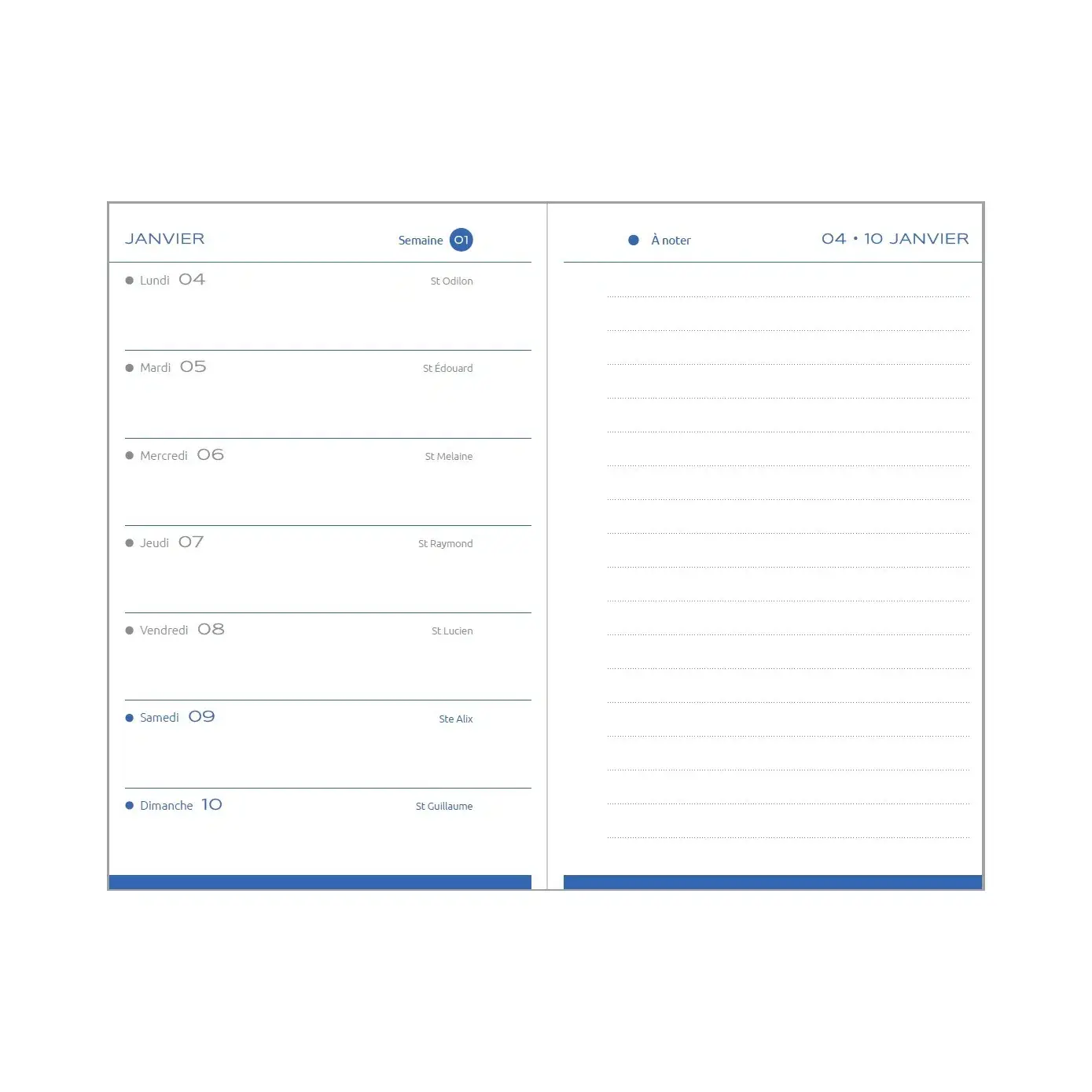EPOPEE Agenda semainier horizontal + notes Céleste Mini 2027 8,5x15cm modèles aléatoires