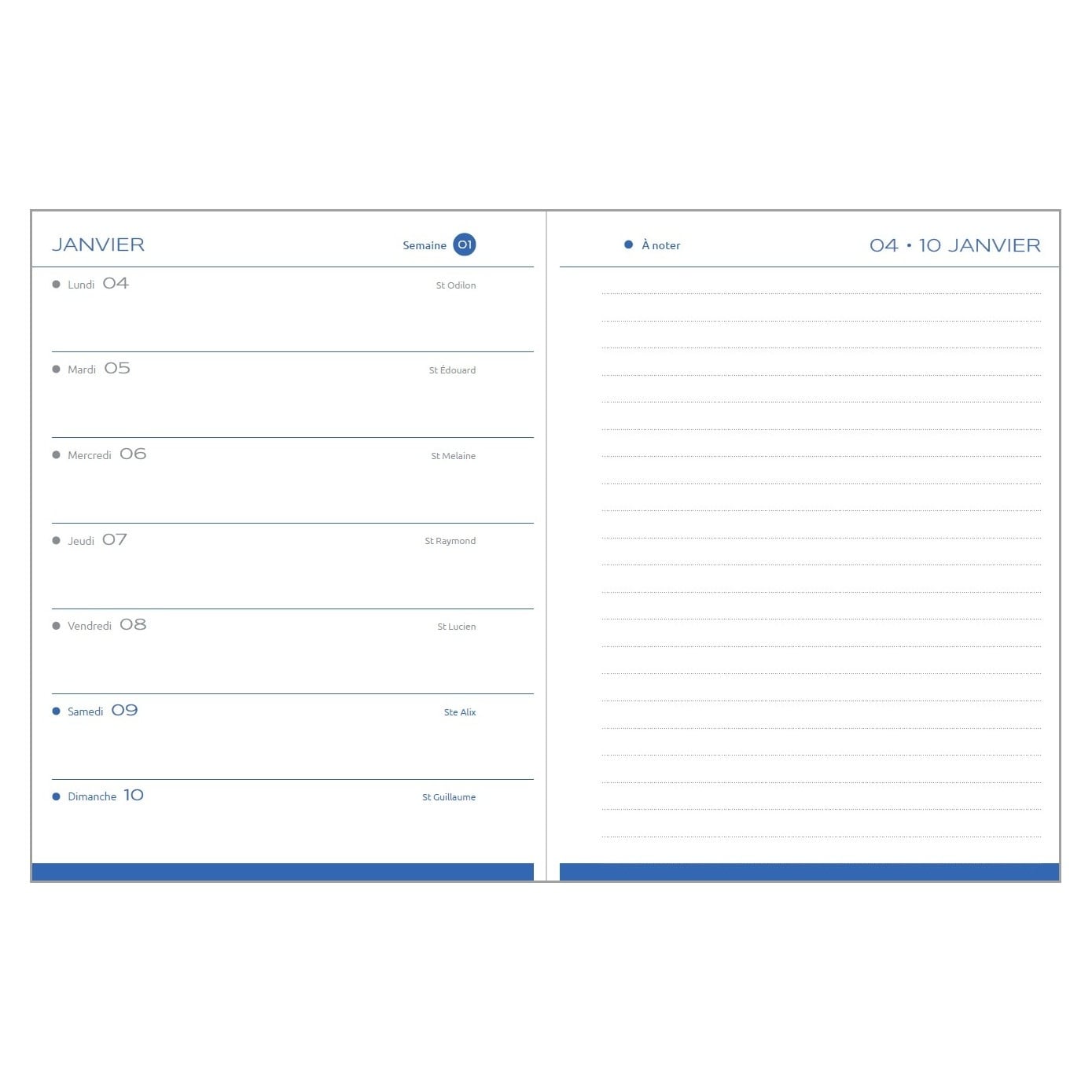 EPOPEE Agenda semainier horizontal + notes Céleste B6 13x18cm 2027 modèles aléatoires
