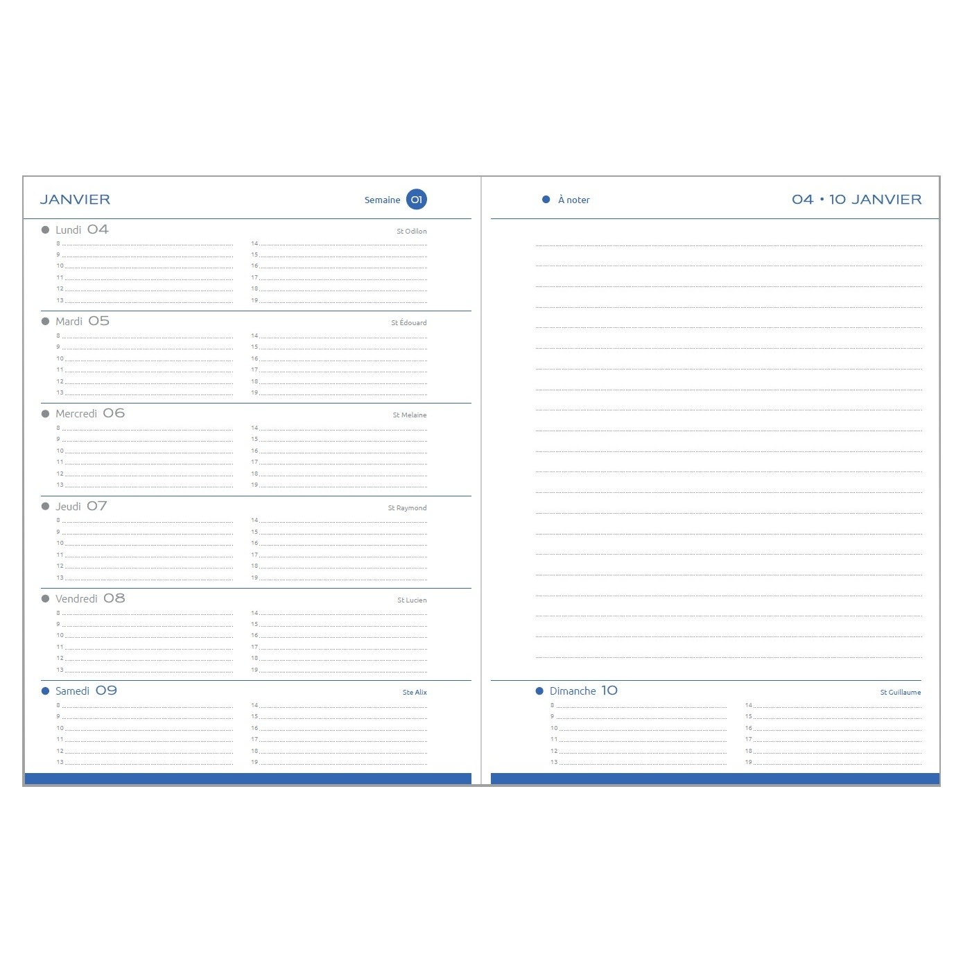 EPOPEE Agenda semainier horizontal + notes Félicité A5 15x21cm 2027 modèles aléatoires