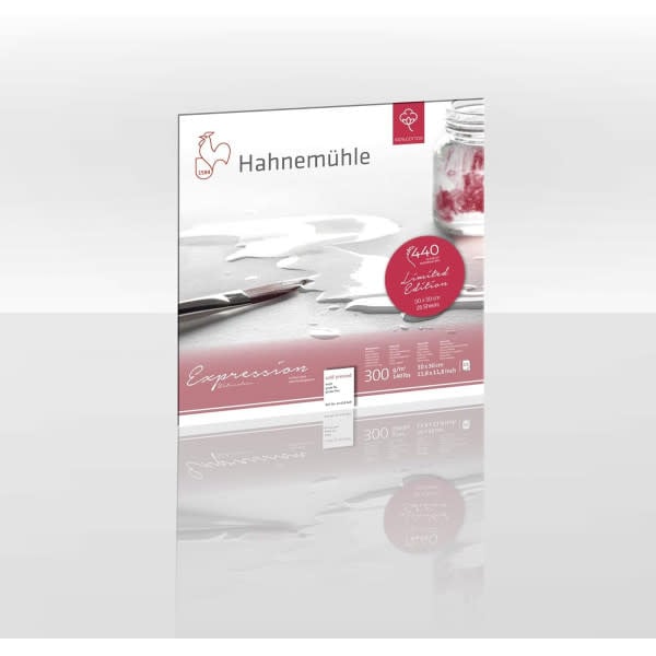 HAHNEMÜHLE Expression  Aquarelle 100% coton, grain fin 300g/m², 30x30cm, 20feuilles/bloc