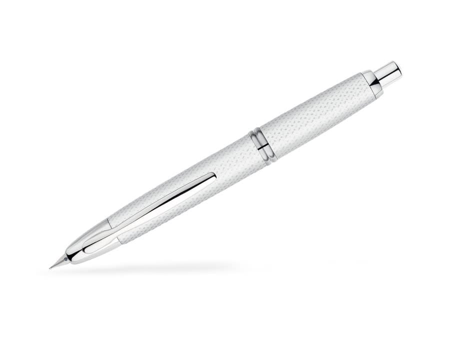 PILOT Capless Rhodié - Graphite Blanc - Plume Moyenne - En Coffret