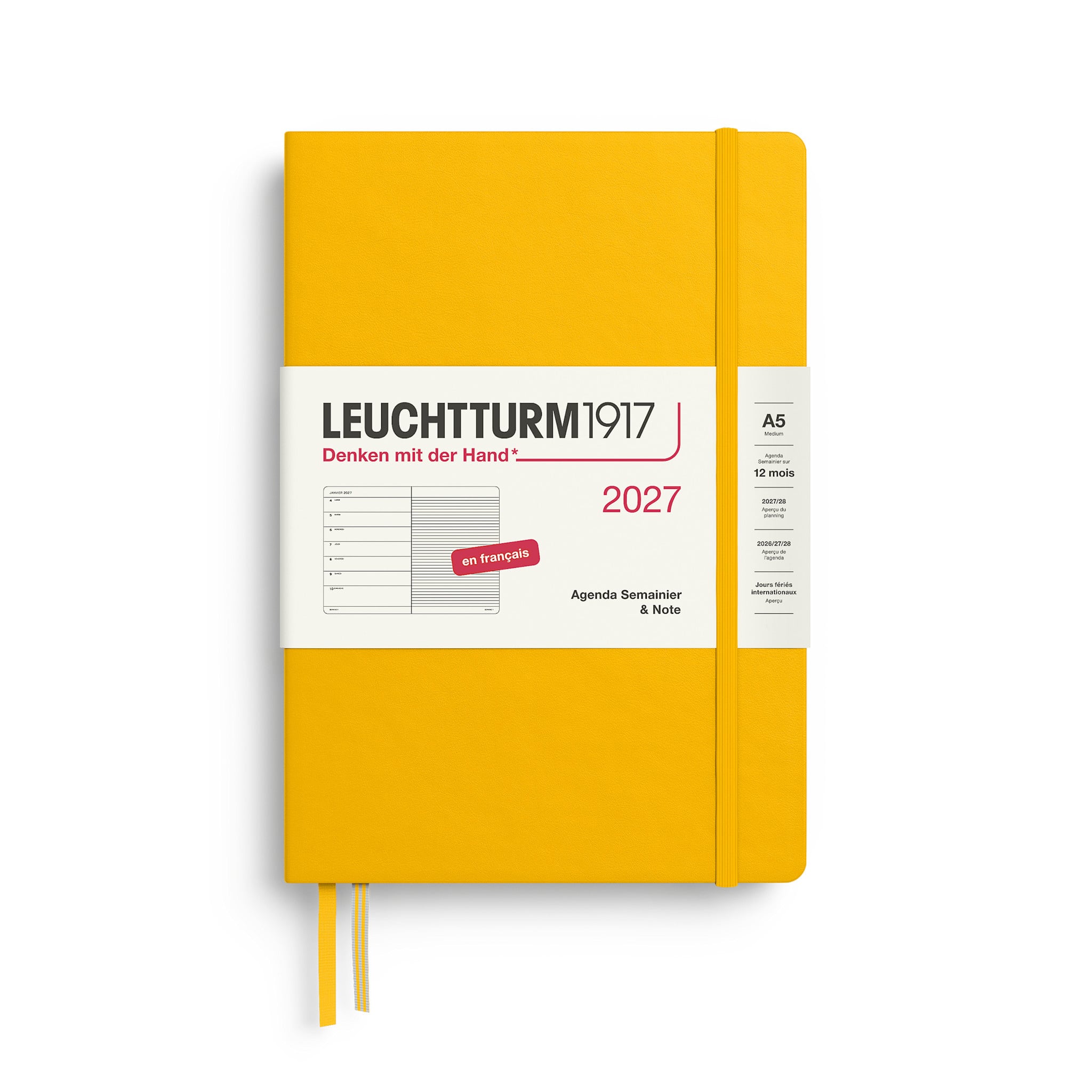 LEUCHTTURM 1917 Sunflower, Agenda Semainier & Carnet de notes Medium (A5) 2027, Français
