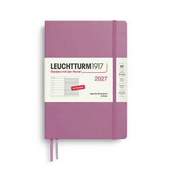 LEUCHTTURM 1917 Dusty Rose, Agenda Semainier & Carnet de notes Medium (A5) 2027, Français