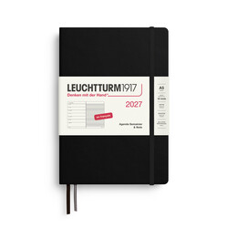 LEUCHTTURM 1917 Noir, Agenda Semainier & Carnet de notes Medium (A5) 2027, Français