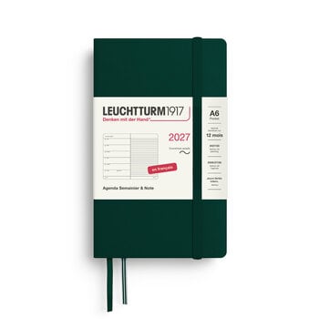 LEUCHTTURM 1917 Forest Green, Agenda Semainier & Carnet de notes Pocket (A6) 2027, Couverture souple, Français