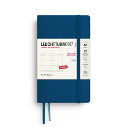 LEUCHTTURM 1917 Indigo, Agenda Semainier horizontal Pocket (A6) 2027, Couverture souple, Anglais