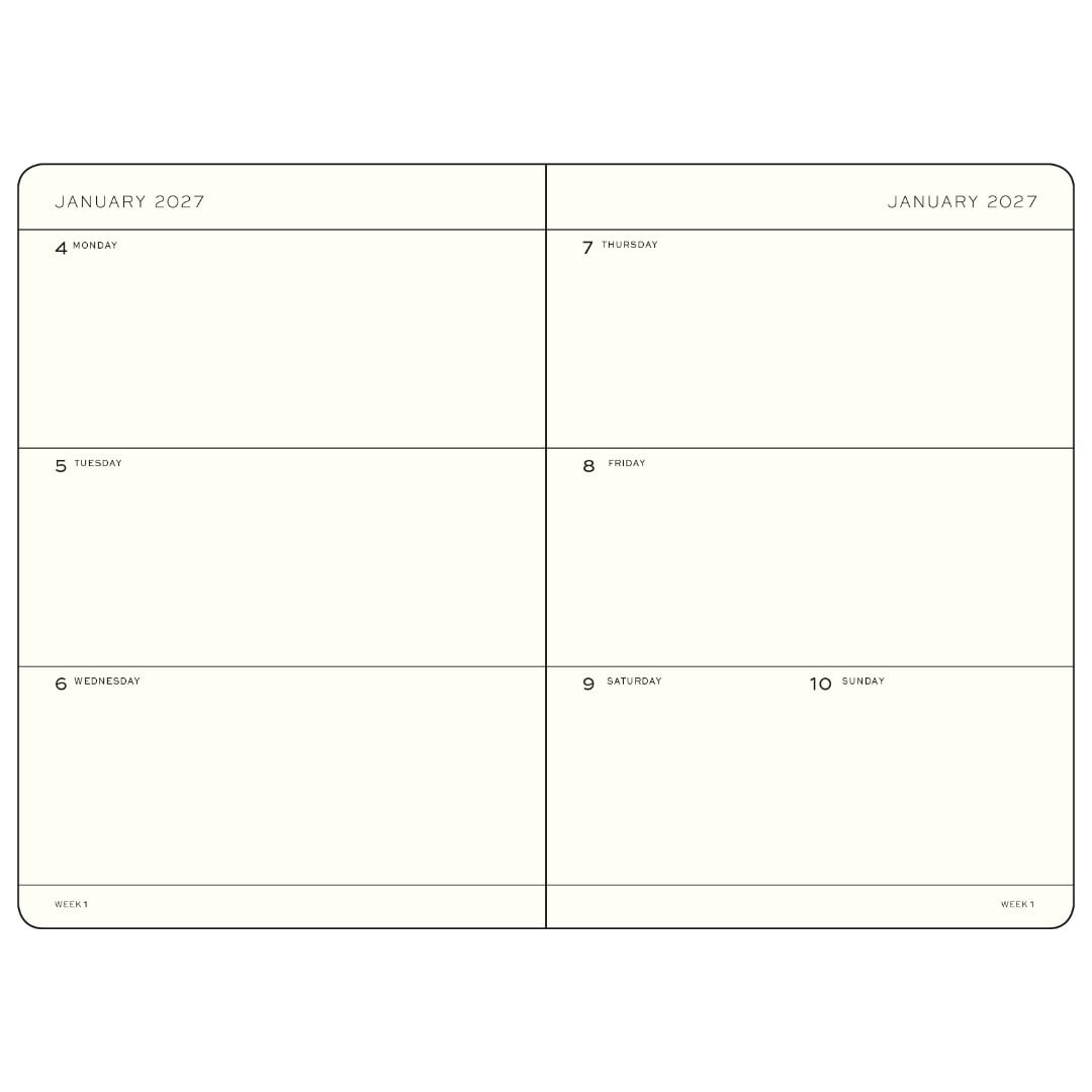 LEUCHTTURM 1917 Indigo, Agenda Semainier horizontal Pocket (A6) 2027, Couverture souple, Anglais