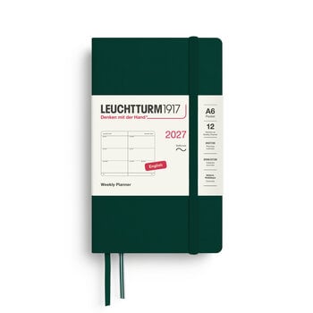 LEUCHTTURM 1917 Forest Green, Agenda Semainier horizontal Pocket (A6) 2027, Couverture souple, Anglais