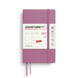 LEUCHTTURM 1917 Dusty Rose, Agenda Semainier horizontal Pocket (A6) 2027, Couverture souple, Anglais