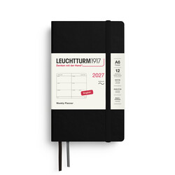 LEUCHTTURM 1917 Noir, Agenda Semainier horizontal Pocket (A6) 2027, Couverture souple, Anglais