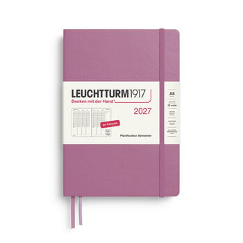 LEUCHTTURM 1917 Dusty Rose, Agenda Semainier horizontal Medium (A5) 2027, Français
