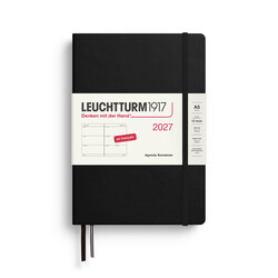 LEUCHTTURM 1917 Noir, Agenda Semainier horizontal Medium (A5) 2027, Français