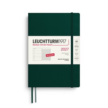 LEUCHTTURM 1917 Forest Green, Agenda Semainier & Carnet de notes Medium (A5) 2027, Couverture souple, Français