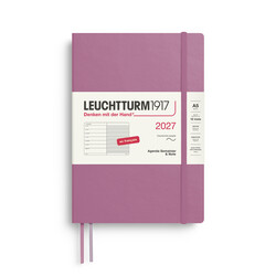 LEUCHTTURM 1917 Dusty Rose, Agenda Semainier & Carnet de notes Medium (A5) 2027, Couverture souple, Français
