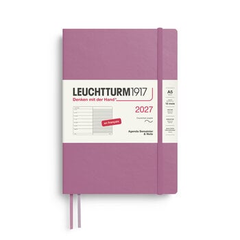 LEUCHTTURM 1917 Dusty Rose, Agenda Semainier & Carnet de notes Medium (A5) 2027, Couverture souple, Français