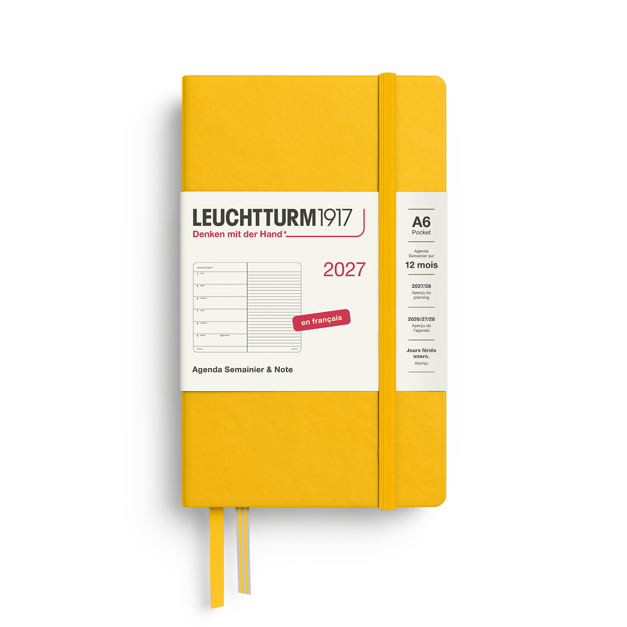 LEUCHTTURM 1917 Sunflower, Agenda Semainier & Carnet de notes Pocket (A6) 2027, Français