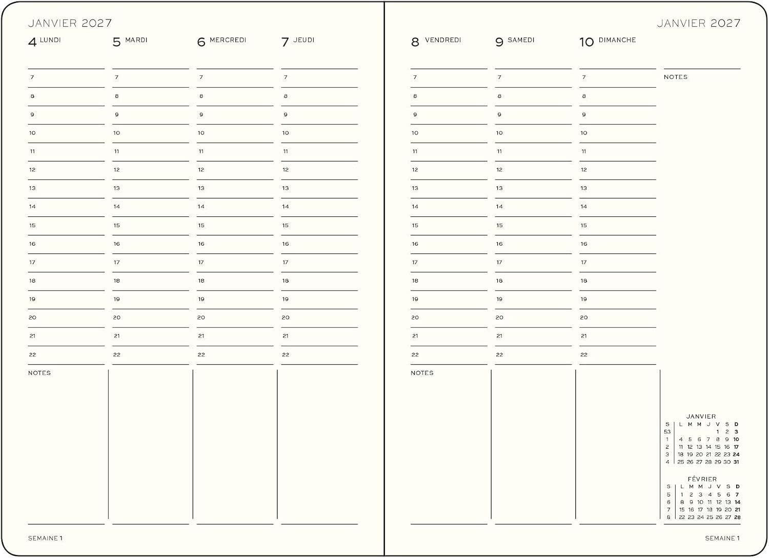 LEUCHTTURM 1917 Dusty Rose, agenda planificateur Semainier Medium (A5) 2027, Français
