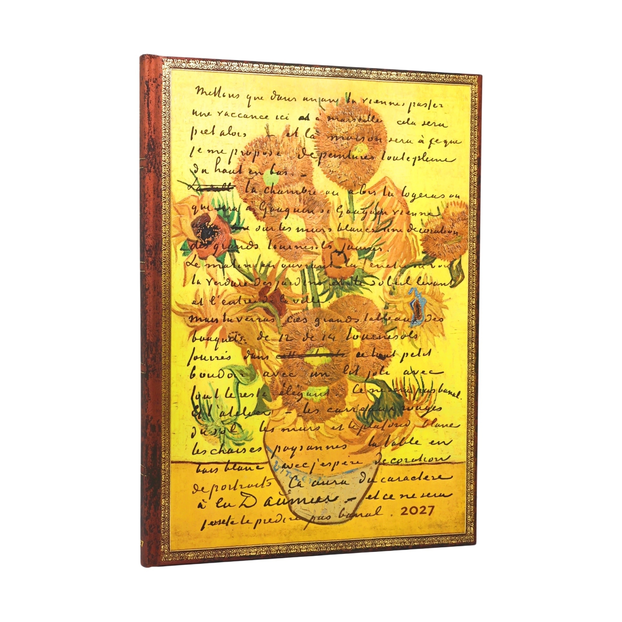 PAPERBLANKS Agenda semainier vertical Couverture rigide 2027 Van Gogh, Tournesols Grand