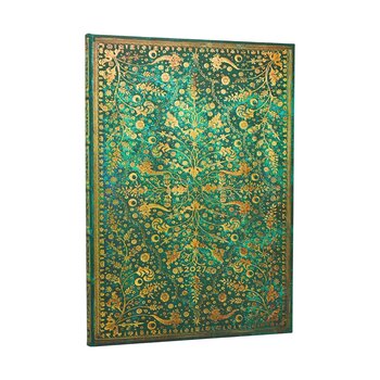 PAPERBLANKS Agenda semainier vertical Couverture rigide 2027 Fleur d’Émeraude Grand