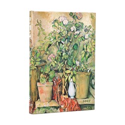 PAPERBLANKS Agenda semainier vertical Couverture rigide 2027 Pots en Terre Cuite et Fleurs de Cézanne Mini