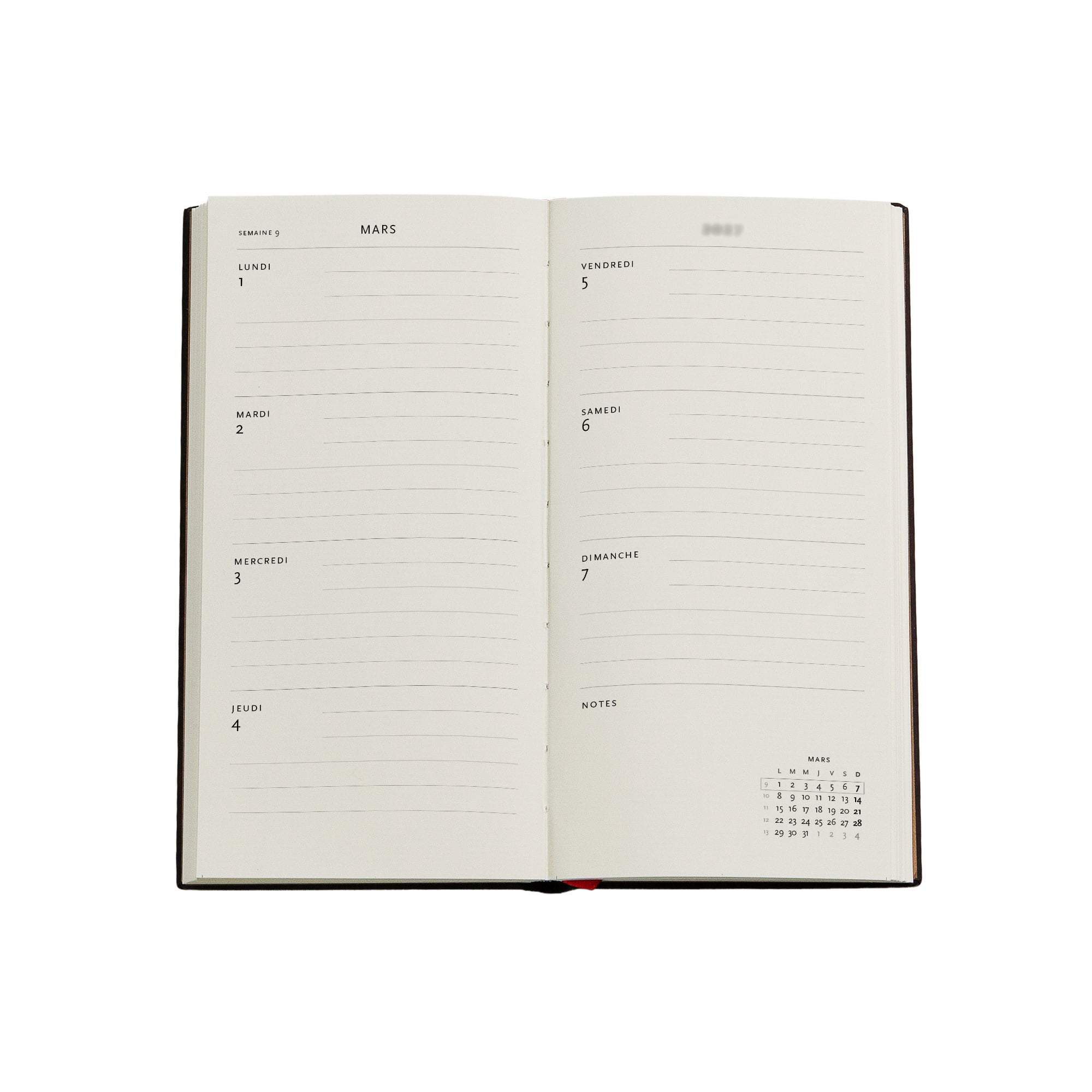 PAPERBLANKS Agenda semainier horizontal Couverture rigide 2027 Rivière aux Lotus Slim