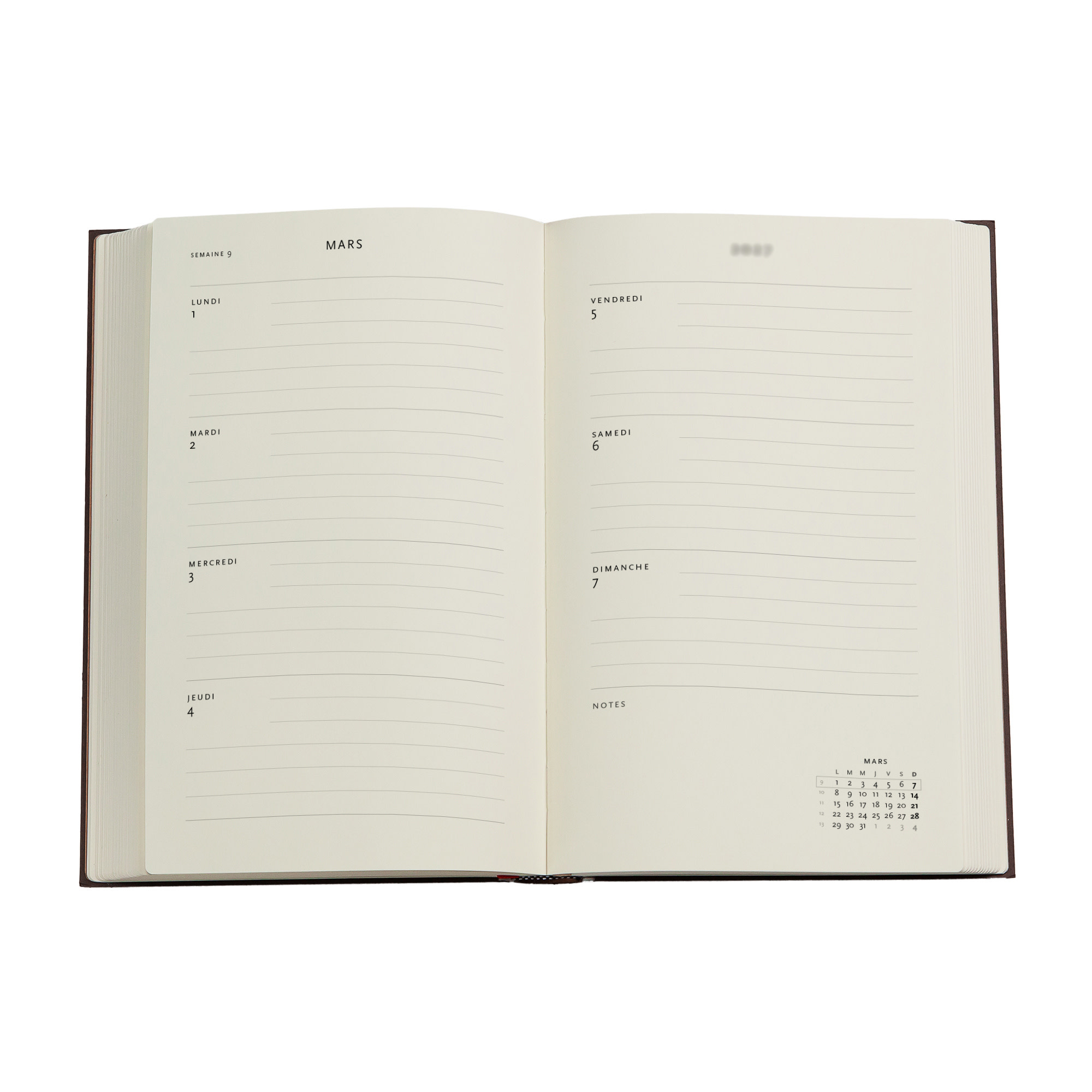 PAPERBLANKS Agenda semainier horizontal Couverture souple 2027 Morris Chèvrefeuille Rose Maxi