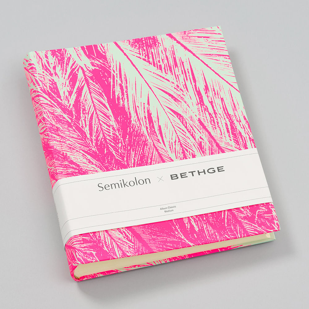 SEMIKOLON Album Photo Medium Plume De Paon Par Semikolon × Bethge, Rose Néon