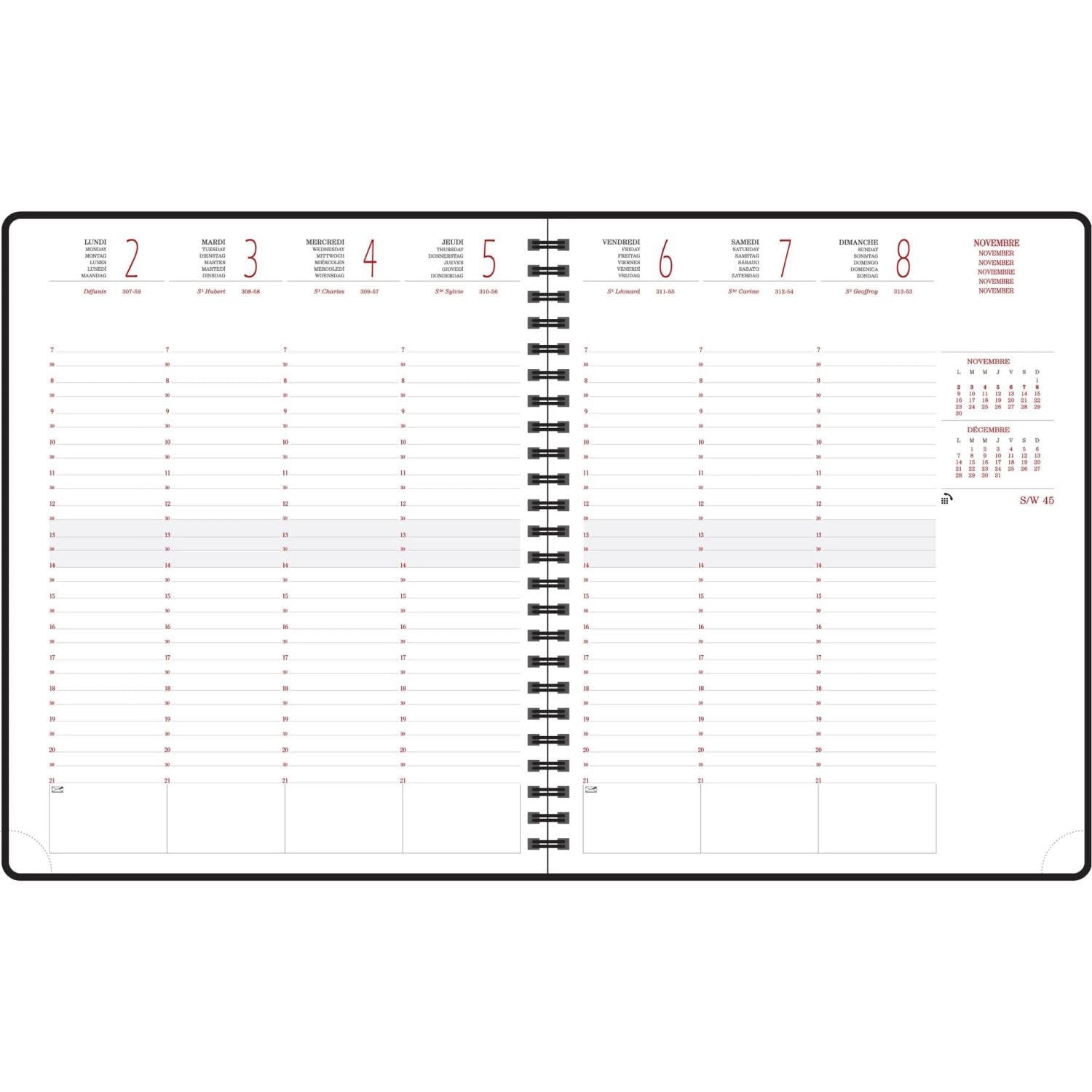 EXACOMPTA Semainier Bur Eurotime 22S Chem Marettes Rose 18,5x22,5cm