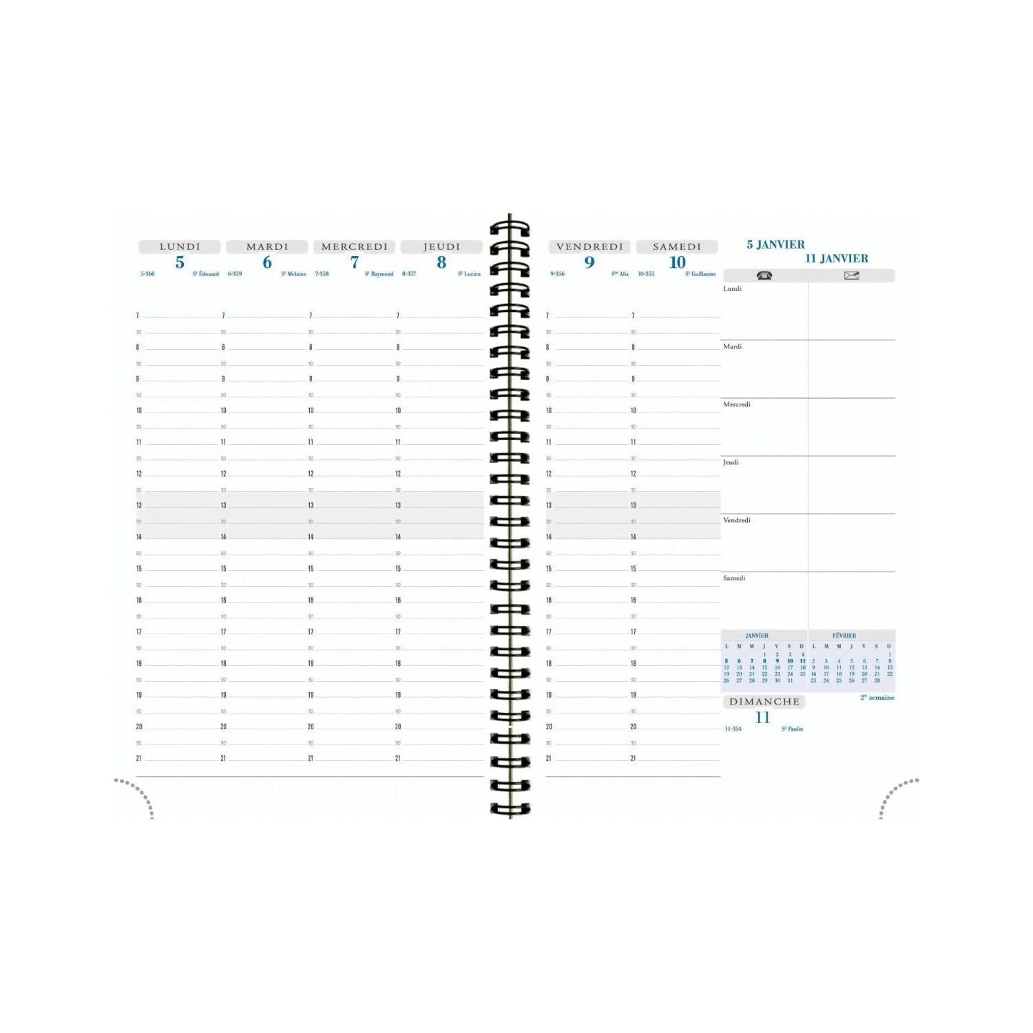 EXACOMPTA Semainier Bureau Horizons 20S Végétal Bleu 15x21cm