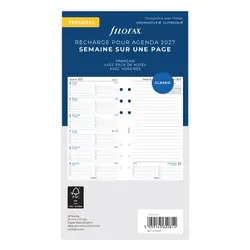 FILOFAX Recharge Agenda Personal 2027 - 1 Semaine Sur 1 Page + Notes - Français