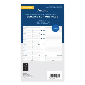 FILOFAX Recharge Agenda Personal 2027 - 1 Semaine Sur 1 Page + Notes - Français