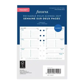 FILOFAX Recharge Agenda Pocket 2027 - 1 Semaine Sur 2 Pages Vertical français