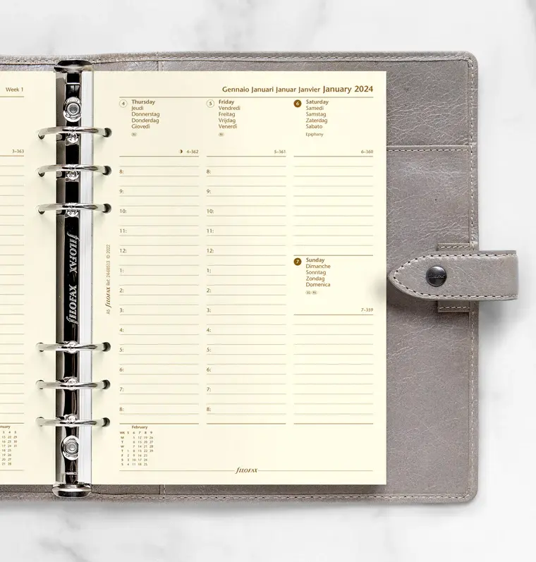 FILOFAX Recharge Agenda A5 2027 - 1 Semaine Sur 2 Pages - Papier Coton Crème multilangue