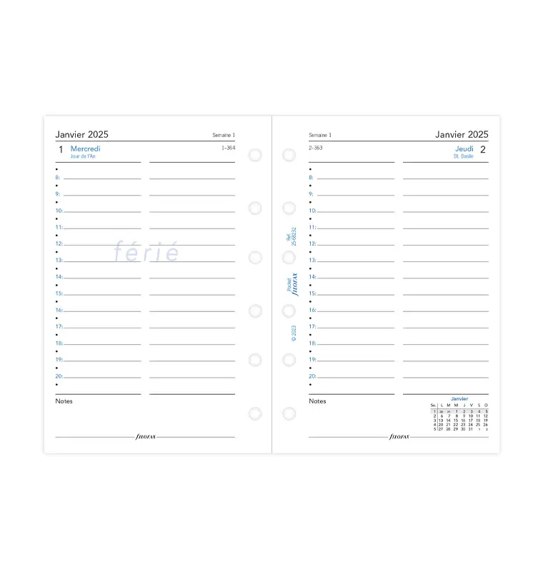 FILOFAX Recharge Agenda Pocket 2027 - 1 Jour Par Page - Français