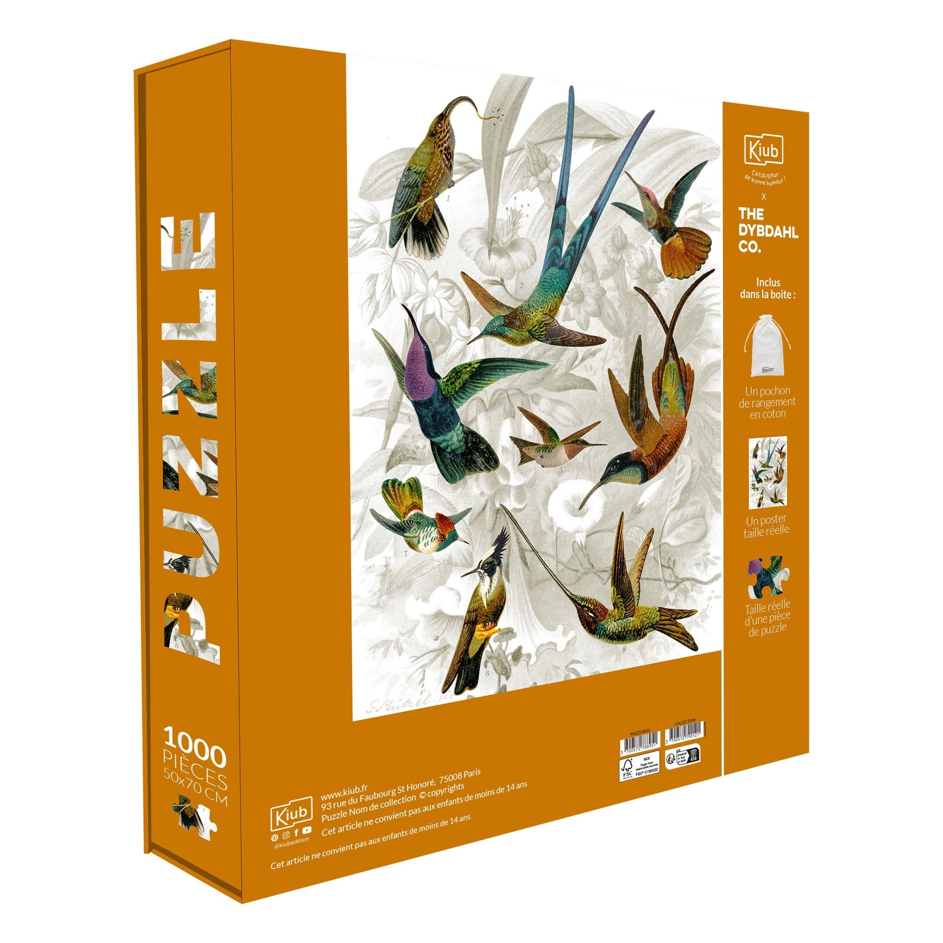 KIUB Puzzle 1000 Pcs + Pochon The Dybdahl V Colibris