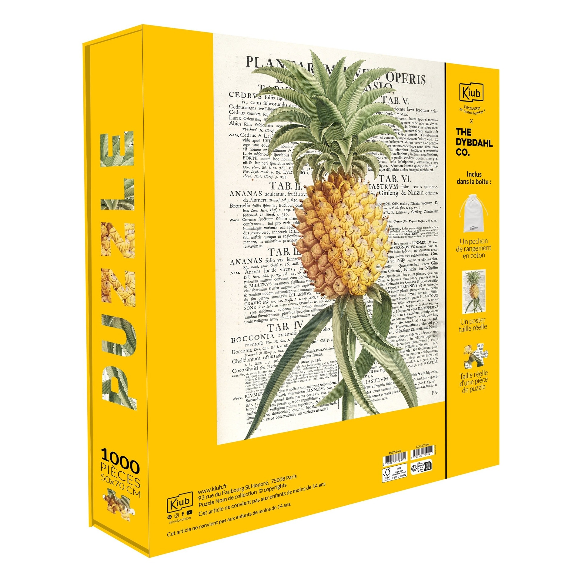 KIUB Puzzle 1000 Pcs + Pochon The Dybdahl V Ananas Texte