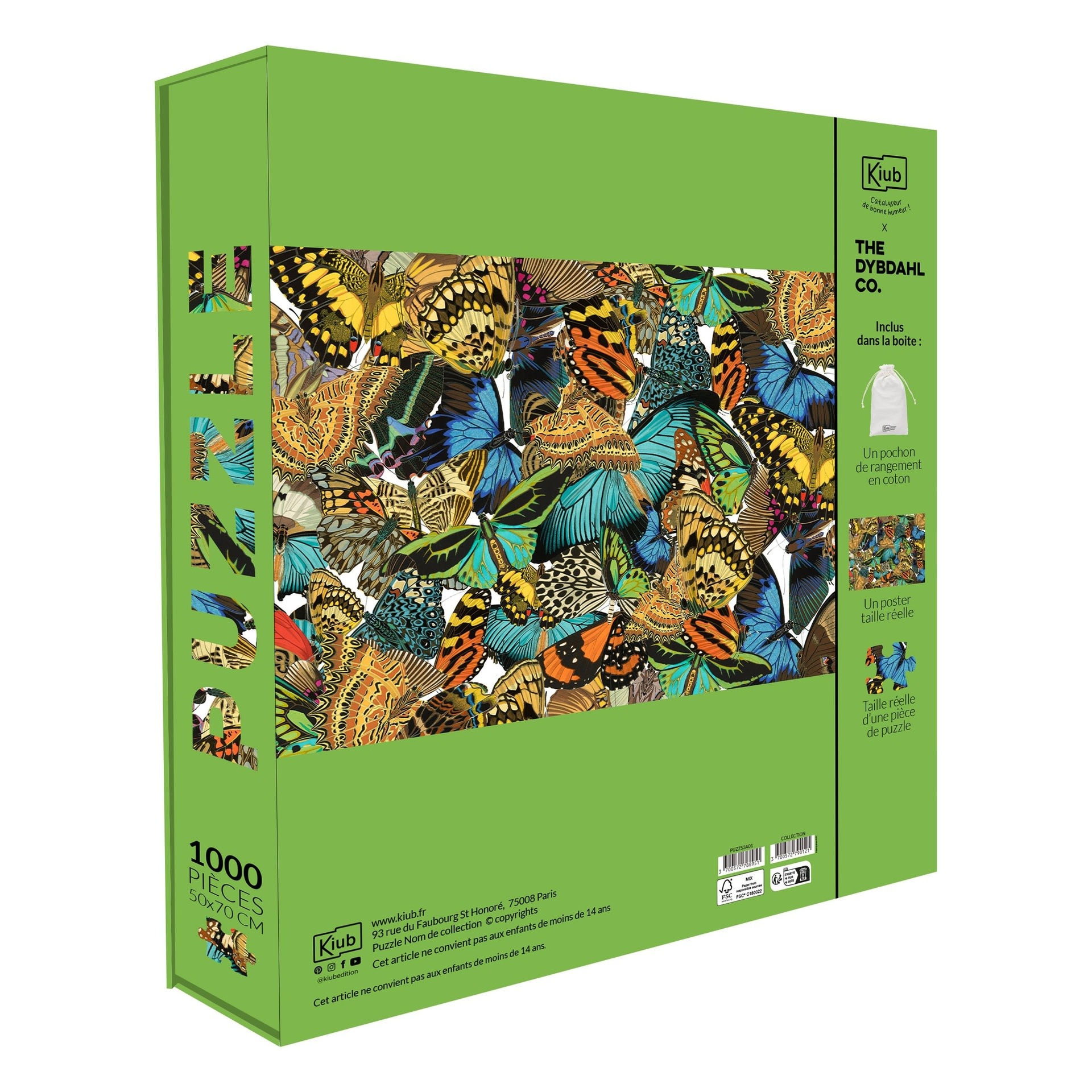 KIUB Puzzle 1000 Pcs + Pochon The Dybdahl H Papillons