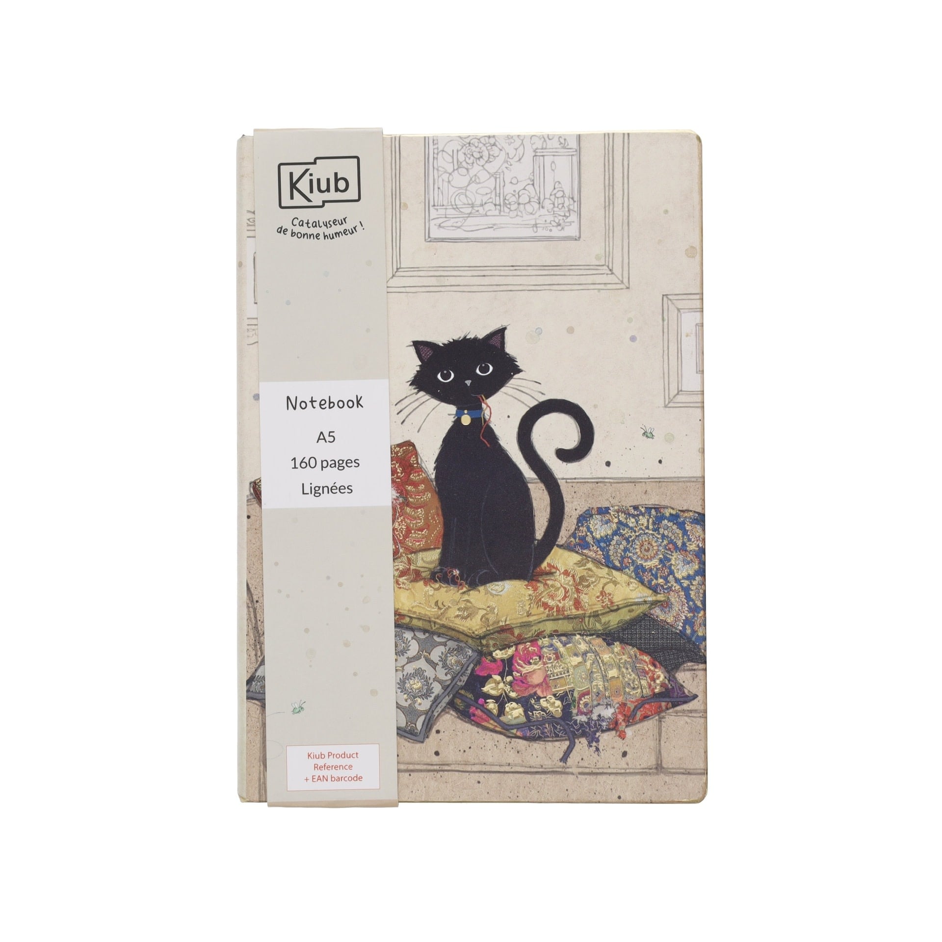 KIUB Nb Ligne A5 Couverture Souple Pu Bug Art Chat Et Coussins 14.1x10.6cm 160p