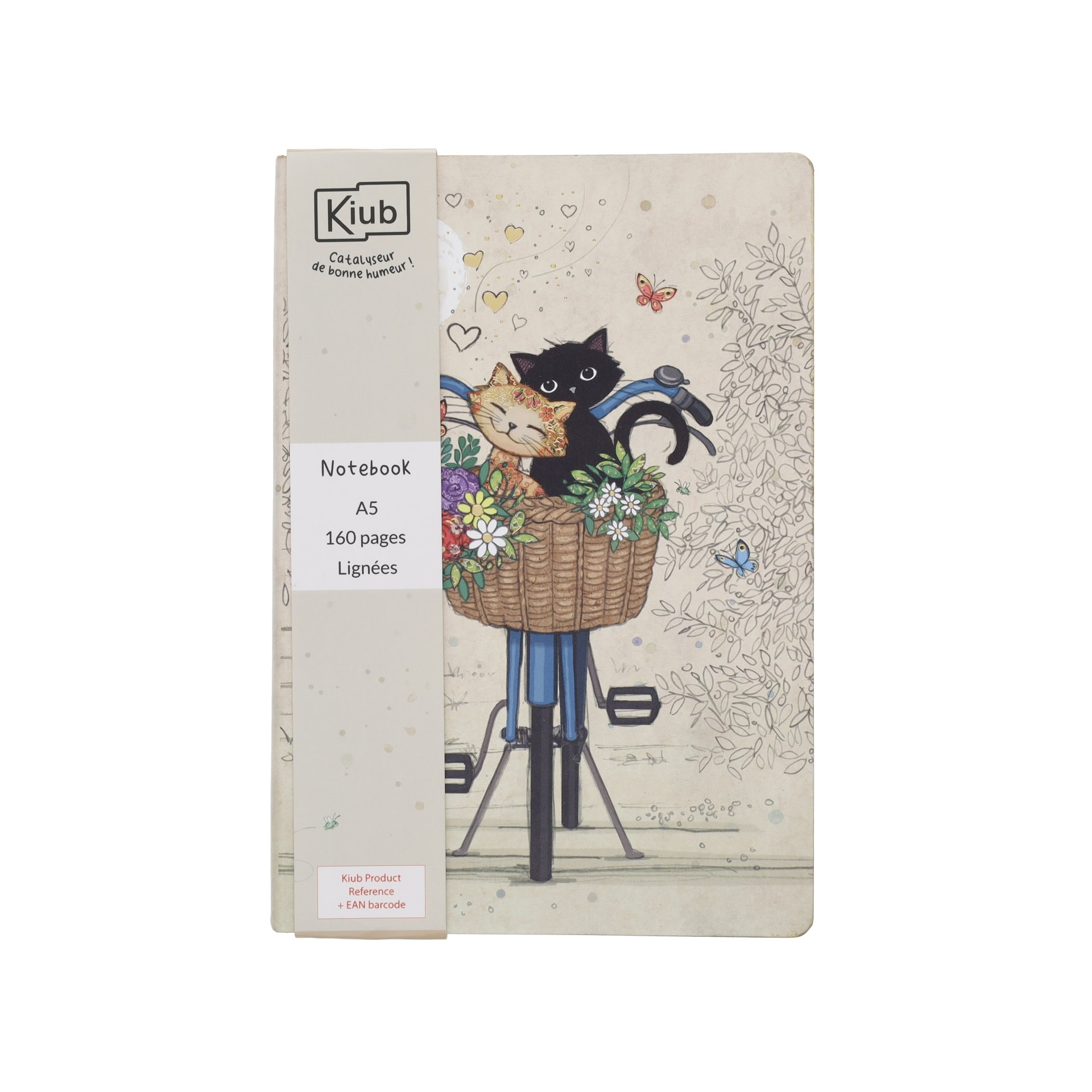 KIUB Nb Ligne A5 Couverture Souple Pu Bug Art Chats Velo 14.1x10.6cm 160p