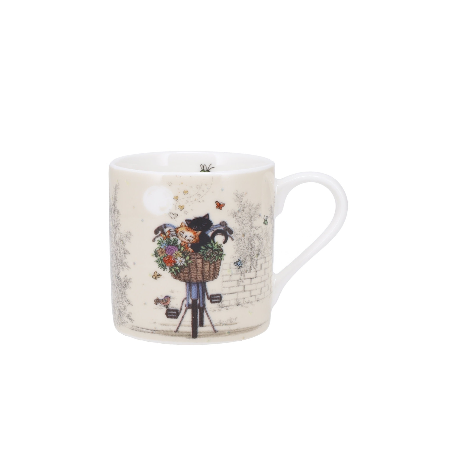 KIUB Mug Expresso Droit + Fourreau Bug Art Chats Velo
