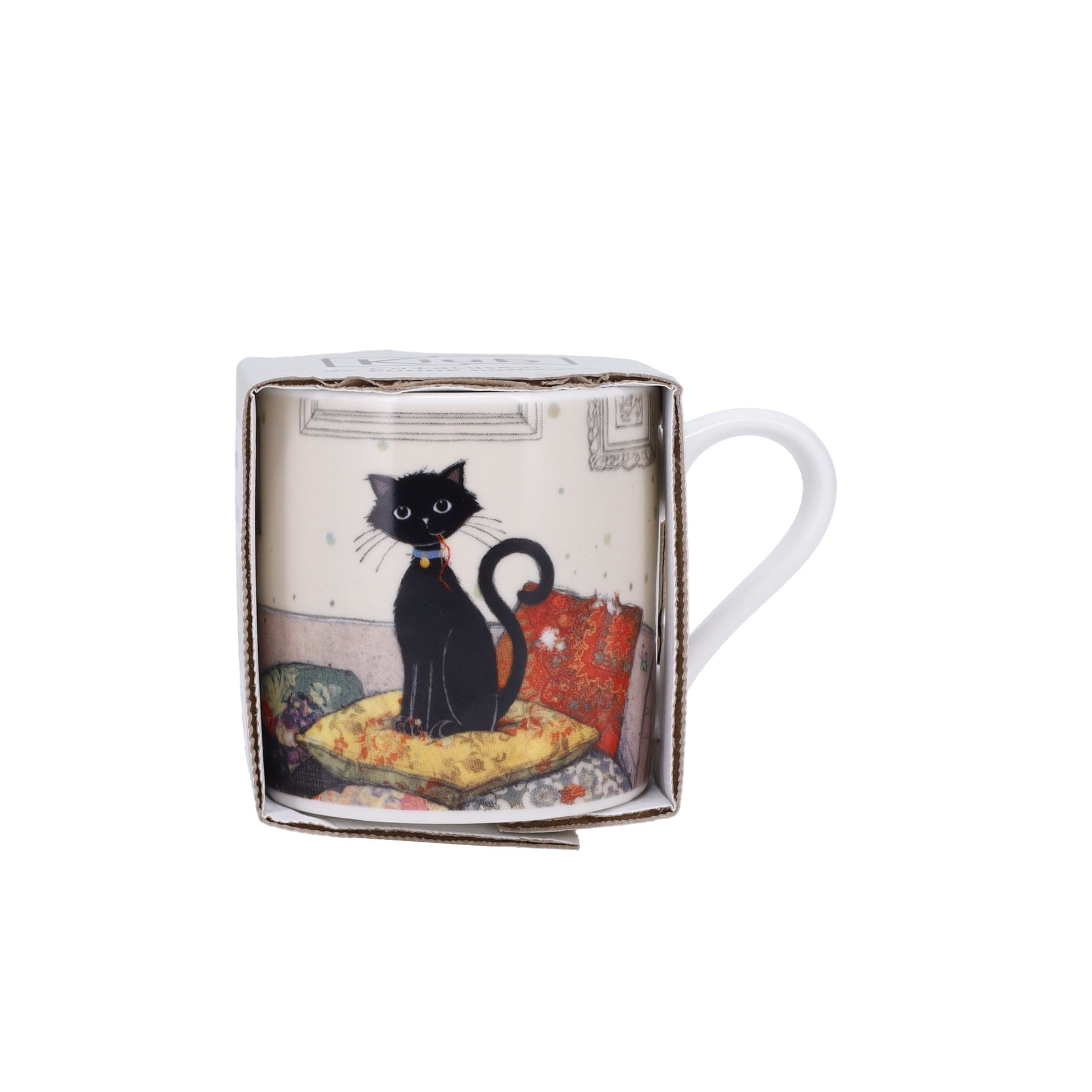 KIUB Mug Expresso Droit + Fourreau Bug Art Chat Et Coussins