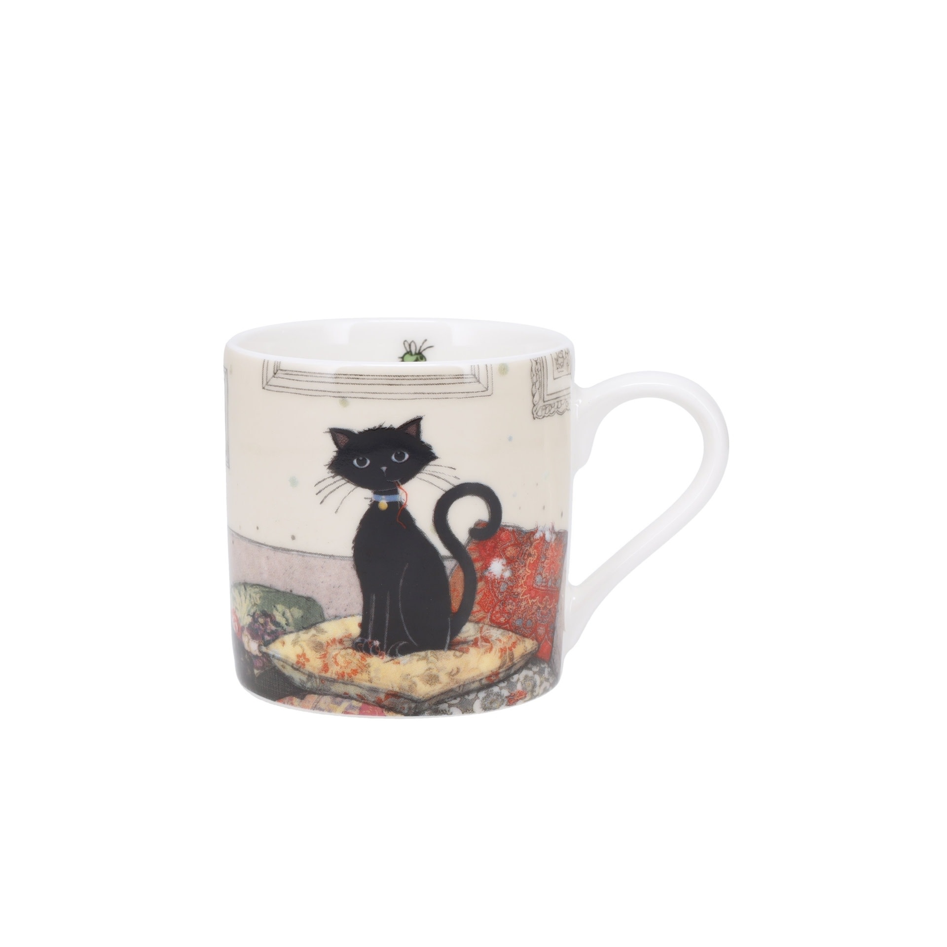 KIUB Mug Expresso Droit + Fourreau Bug Art Chat Et Coussins