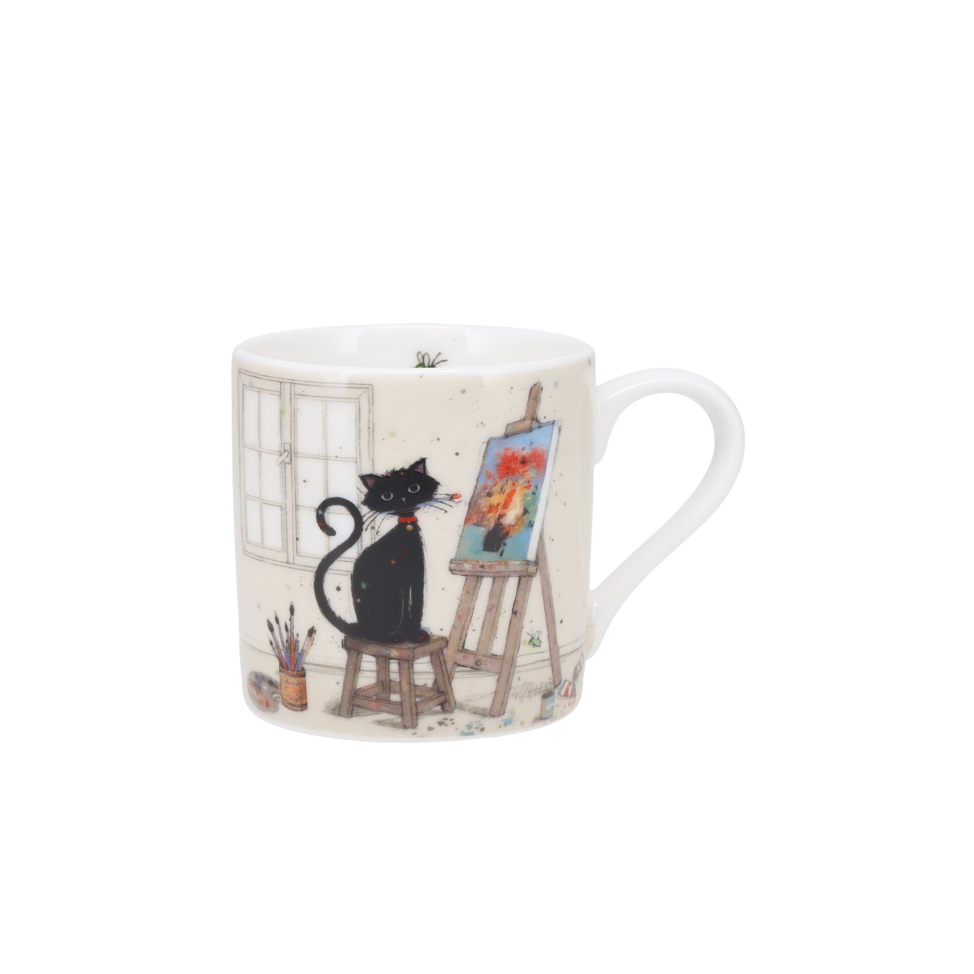 KIUB Mug Expresso Droit +  Fourreau Bug Art Chat Peintre