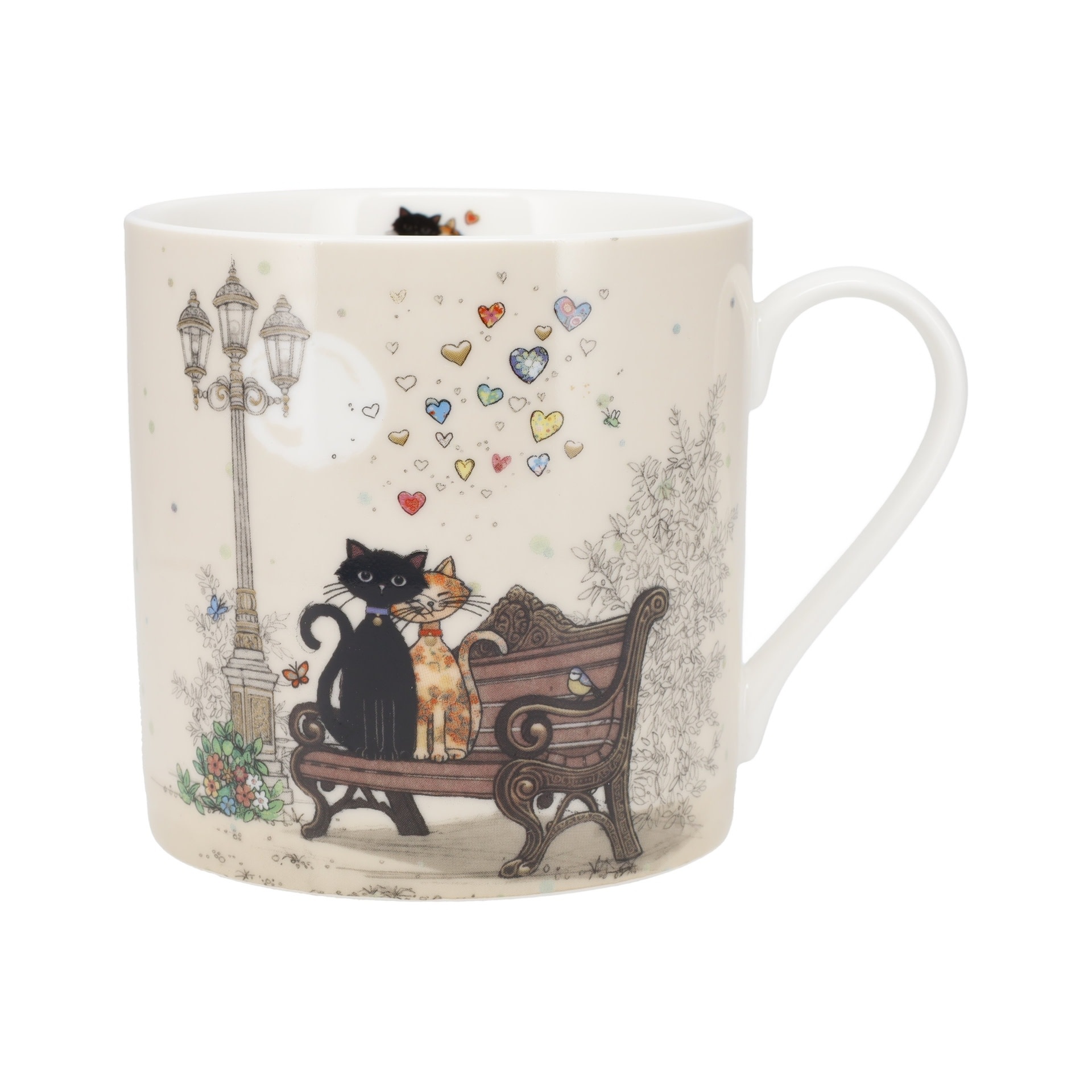 KIUB Mug Xl Droit 425 Ml Porcelaine + Fourreau Bug Art Couple De Chats