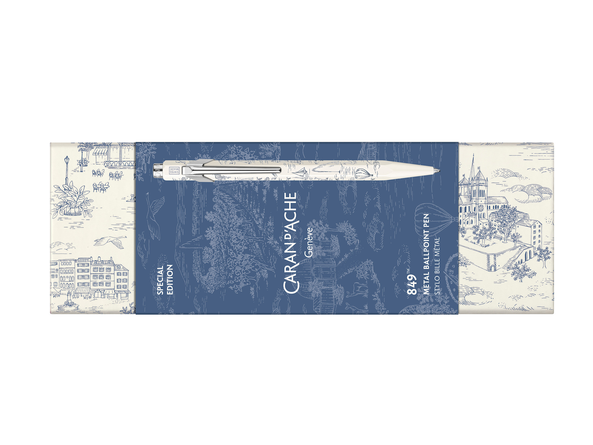 CARAN D'ACHE Stylo Bille 849 Noël 2026 Toile De Jouy, Recharge Noire M, En Écrin Carton
