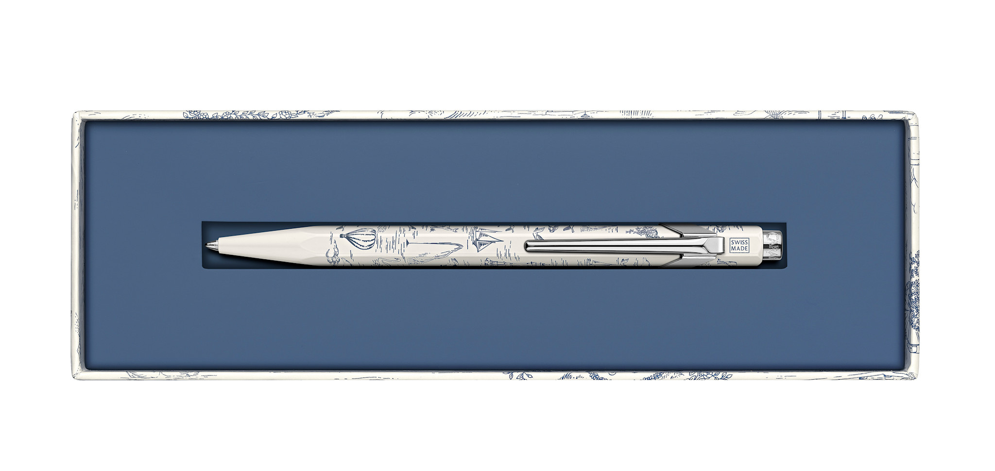 CARAN D'ACHE Stylo Bille 849 Noël 2026 Toile De Jouy, Recharge Noire M, En Écrin Carton