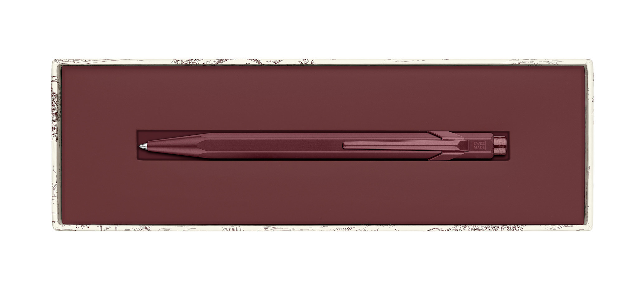 CARAN D'ACHE Stylo Bille 849 Noël 2026 Bordeaux, Recharge Noire M, En Écrin Carton