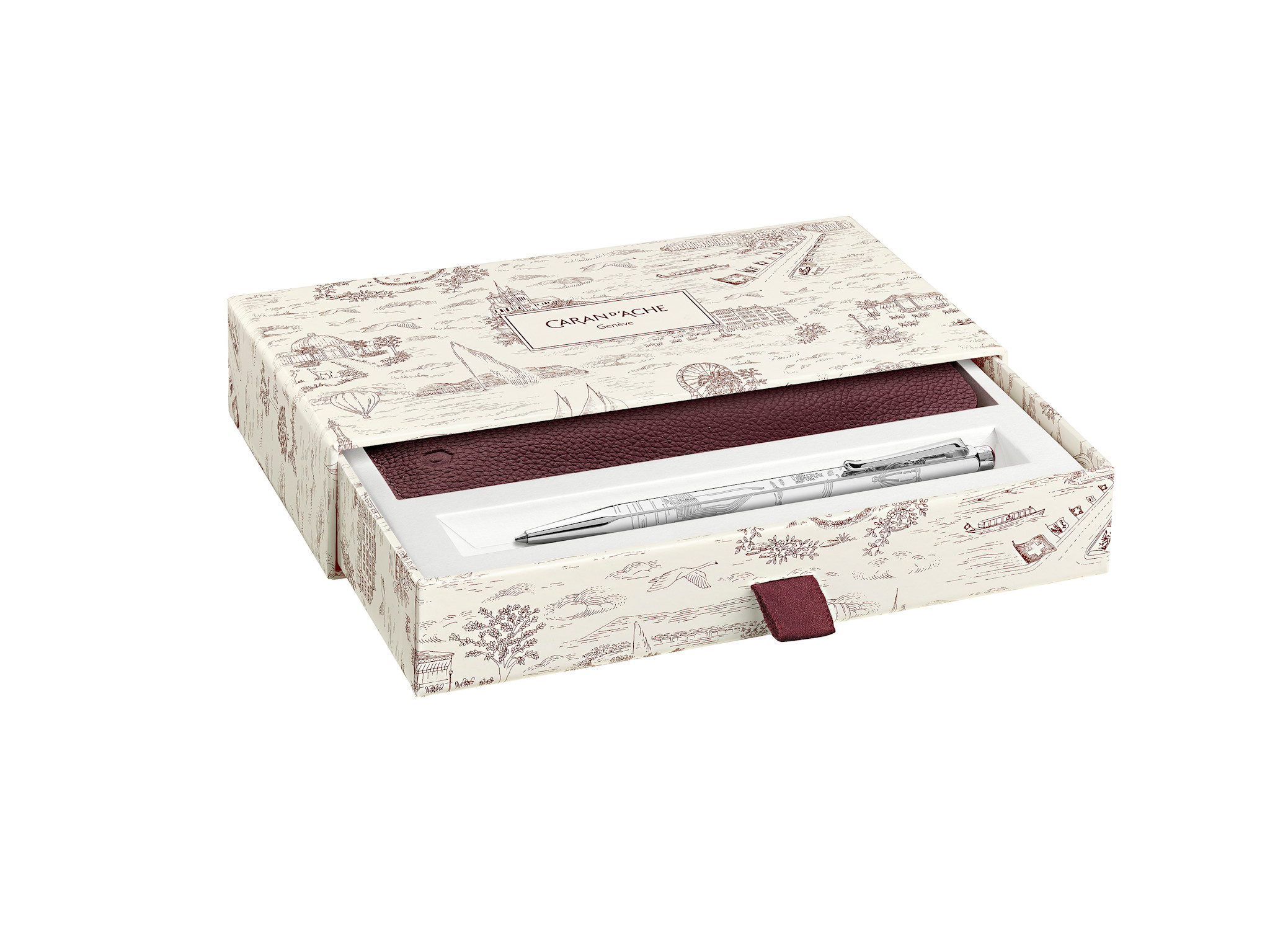 CARAN D'ACHE Ecridor Set Stylo Bille Et Cuir Noël 2026