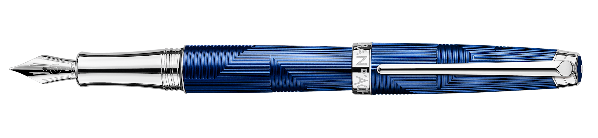 CARAN D'ACHE Stylo Plume, Léman Bleu Marin Argenté/Rhodié - Bec M