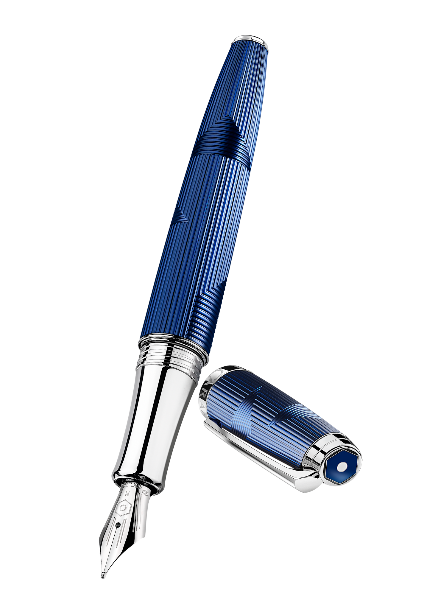 CARAN D'ACHE Stylo Plume, Léman Bleu Marin Argenté/Rhodié - Bec M